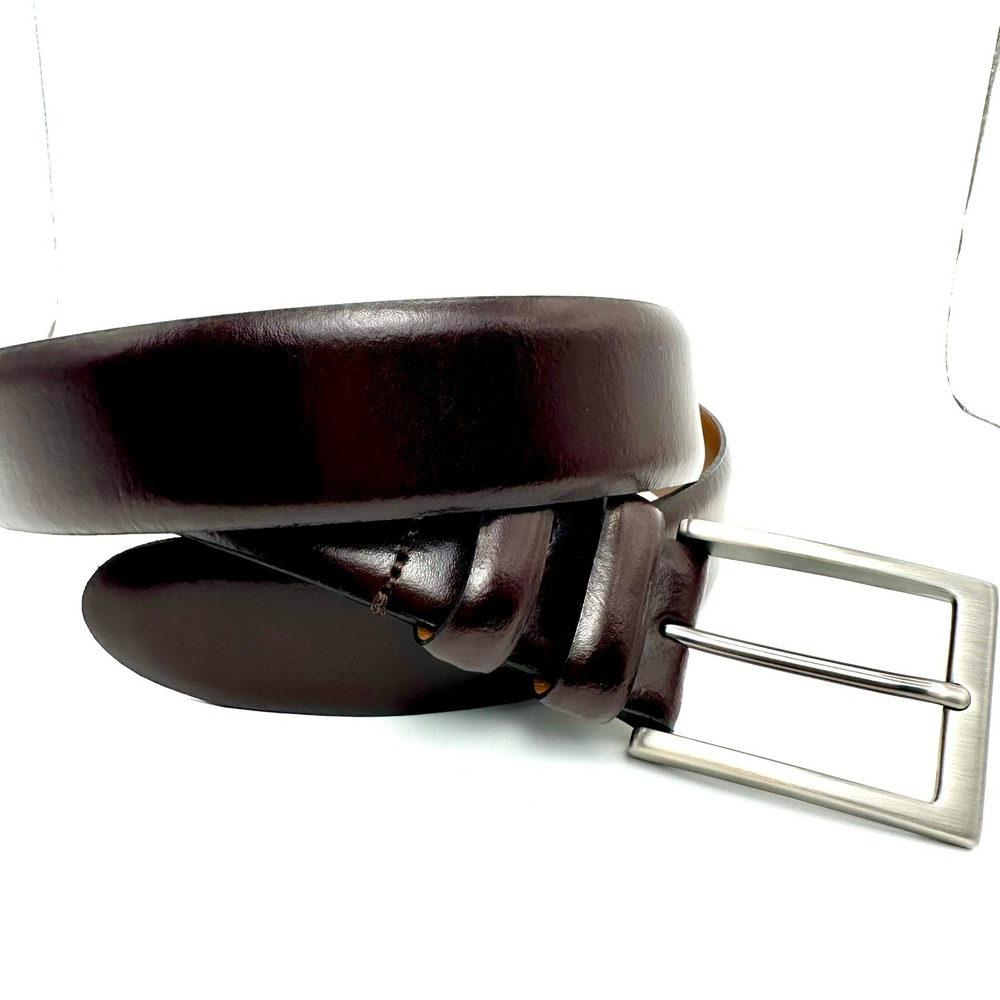 Joseph Abboud Mens Dark Brown Leather Dress Belt Size 38 Handcrafted Italy